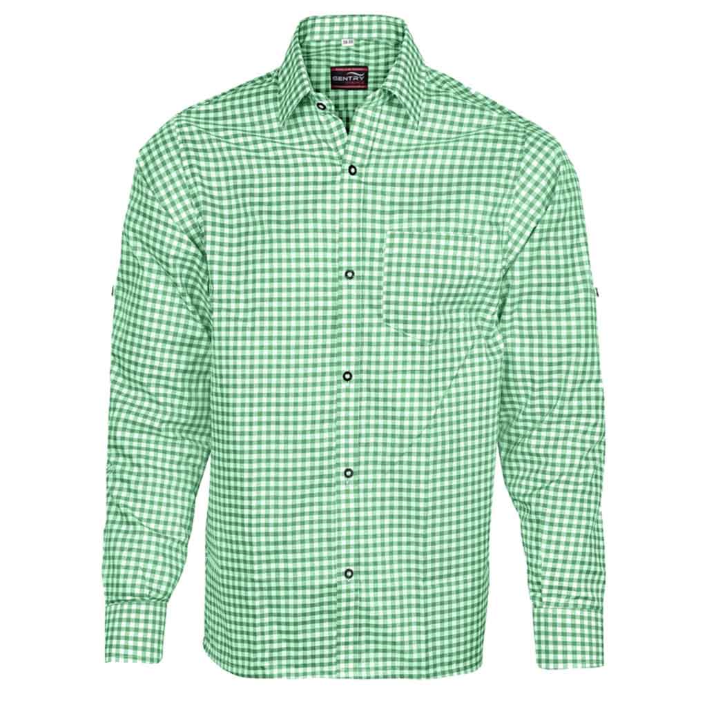 Bavarian Men Shirt Green Apple Checked | Oktoberfest Costume Shirt L Bavarian Men Shirt Green Apple Checked | Oktoberfest Costume Shirt L