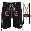Men's Black Lederhosen Oktoberfest Outfit Bavarian Costume Suede Leather "Schuts"