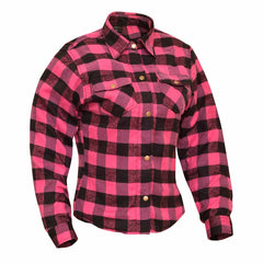 RIDERACT® Women's Motorcycle Shirt Flannel Road Series Pink & Black