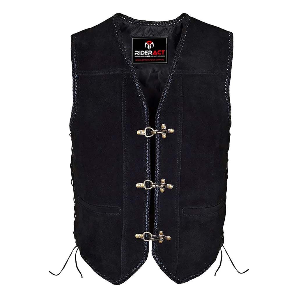 Leather Motorcycle Vest | Biker & Leather Vest with Triple Clasps