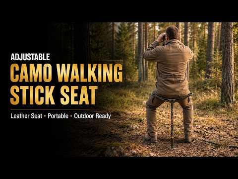 Adjustable Walking Stick with Leather Seat Tramper – Forest Green Camouflage