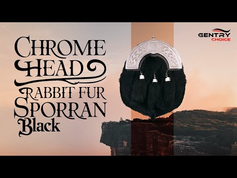 Chrome Head Triple Thistle Black Rabbit Fur Kilt Sporran