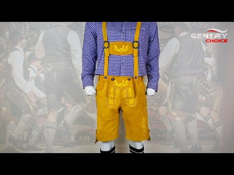 Mens Oktoberfest Costume | Suede Bavarian Lederhosen Nowitzki Golden Brown