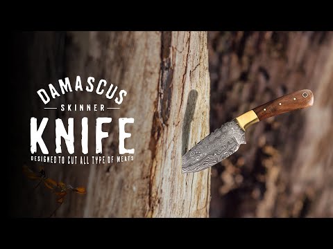 Damascus Skinning Knife with Rain Drop Pattern & Rose wood Handle KSK1307