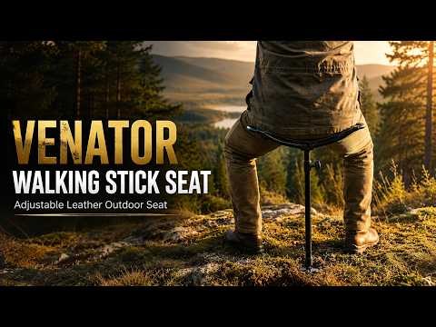 Gentry Choice® Leather Walking Stick Seat – Venator Folding Hunting Stool (Tan)