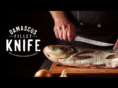 Handmade Damascus Fillet Knife Twisted Pattern with Bone & Rosewood Handle AMK031BNE