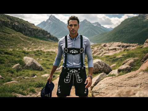 Mens Suede Lederhosen Black Leather Short Schuts Video