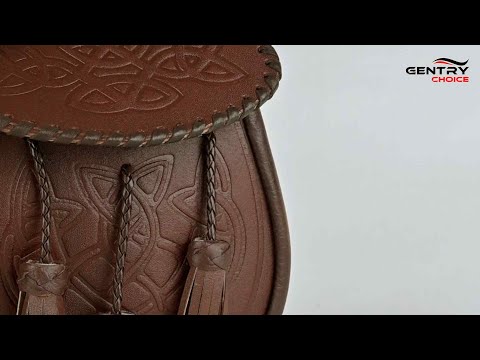 Highland Celtic Embossed Sporran Brown Traditional Scottish Accessory