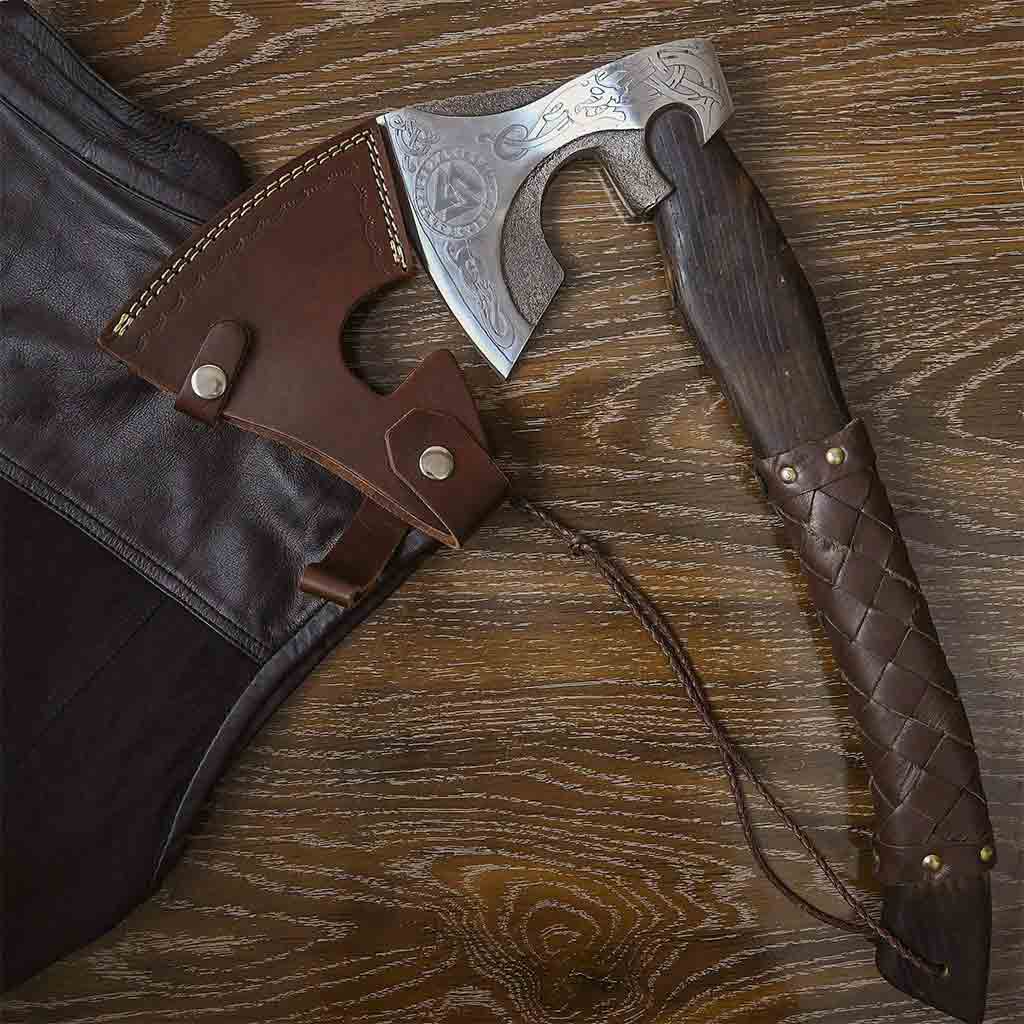 Viking Axe with Leather Rope and Sheath