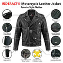 RIDERACT® Brando Motorcycle Jacket Native | Leather Biker jacket with CE Armour