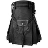 Image of Customized Black Leather Kilt with Sporran