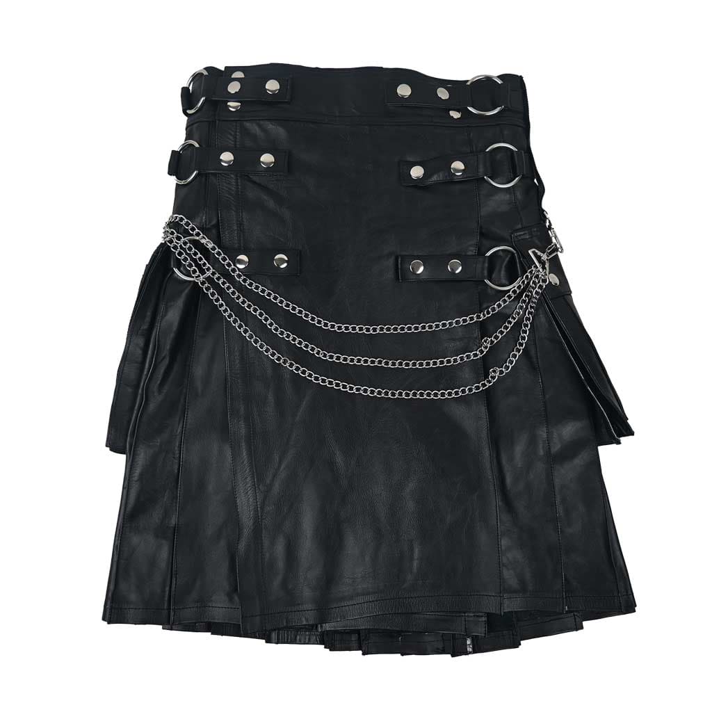 Gentry Choice Customized leather kilt with silver chain
