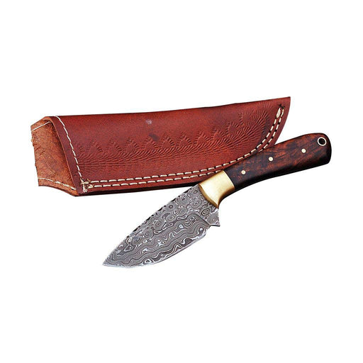 Handmade Damascus Skinner Knife with leather sheath