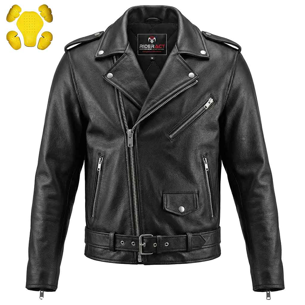 RIDERACT® Brando Motorcycle Jacket Native | Leather Riding jacket with CE Armour
