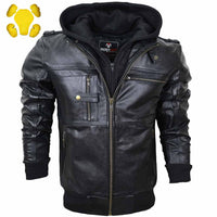 RIDERACT® Mens Leather Motorcycle Jacket | Black Motorbike Jacket