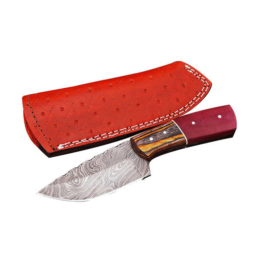 Damascus Skinner knife with Leather Sheath