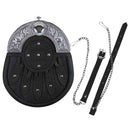 Scottish leather sporran with Celtic chrome head stone design