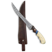 Damascus Fillet Knife with Bone handle