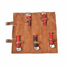 Kitchen knife set in leather sheath