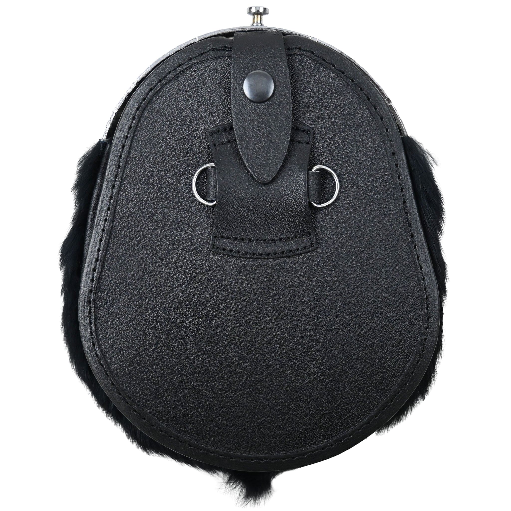 Chrome Head Triple Thistle Black Rabbit Fur Kilt Sporran