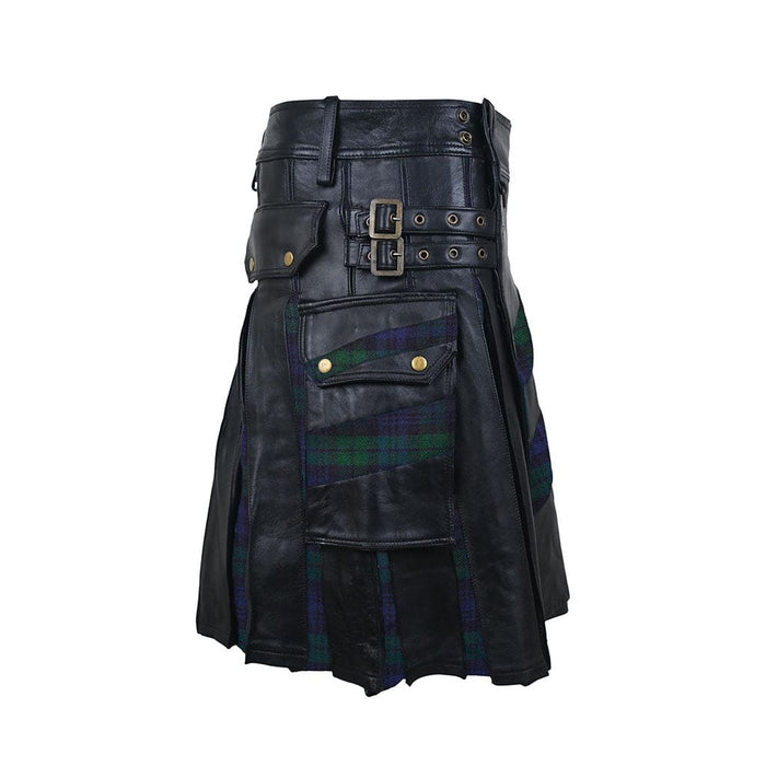 Men Leather Kilt Tartan