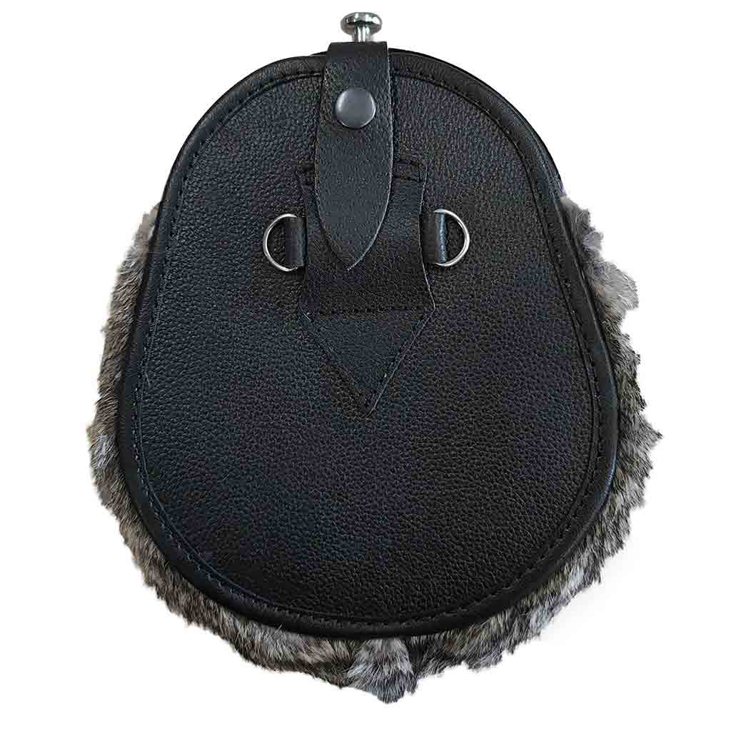 Chrome Head Triple Thistle Grey Rabbit Fur Kilt Sporran