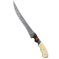 damascus fillet knife with bone handle