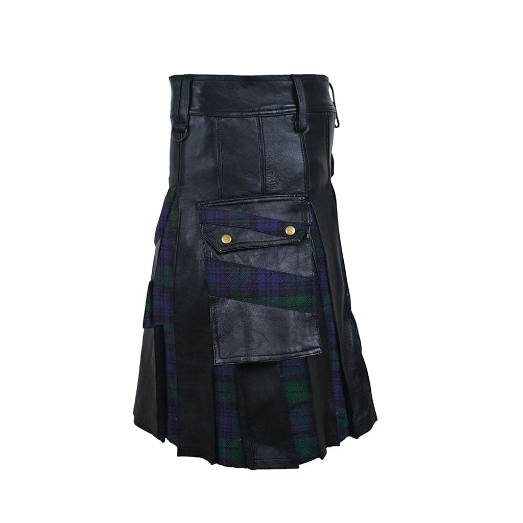 Customized leather kilt with pockets