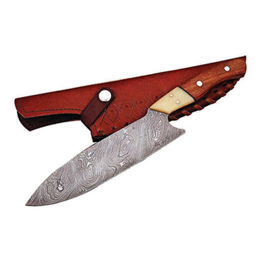 Damascus chef knife with sheath