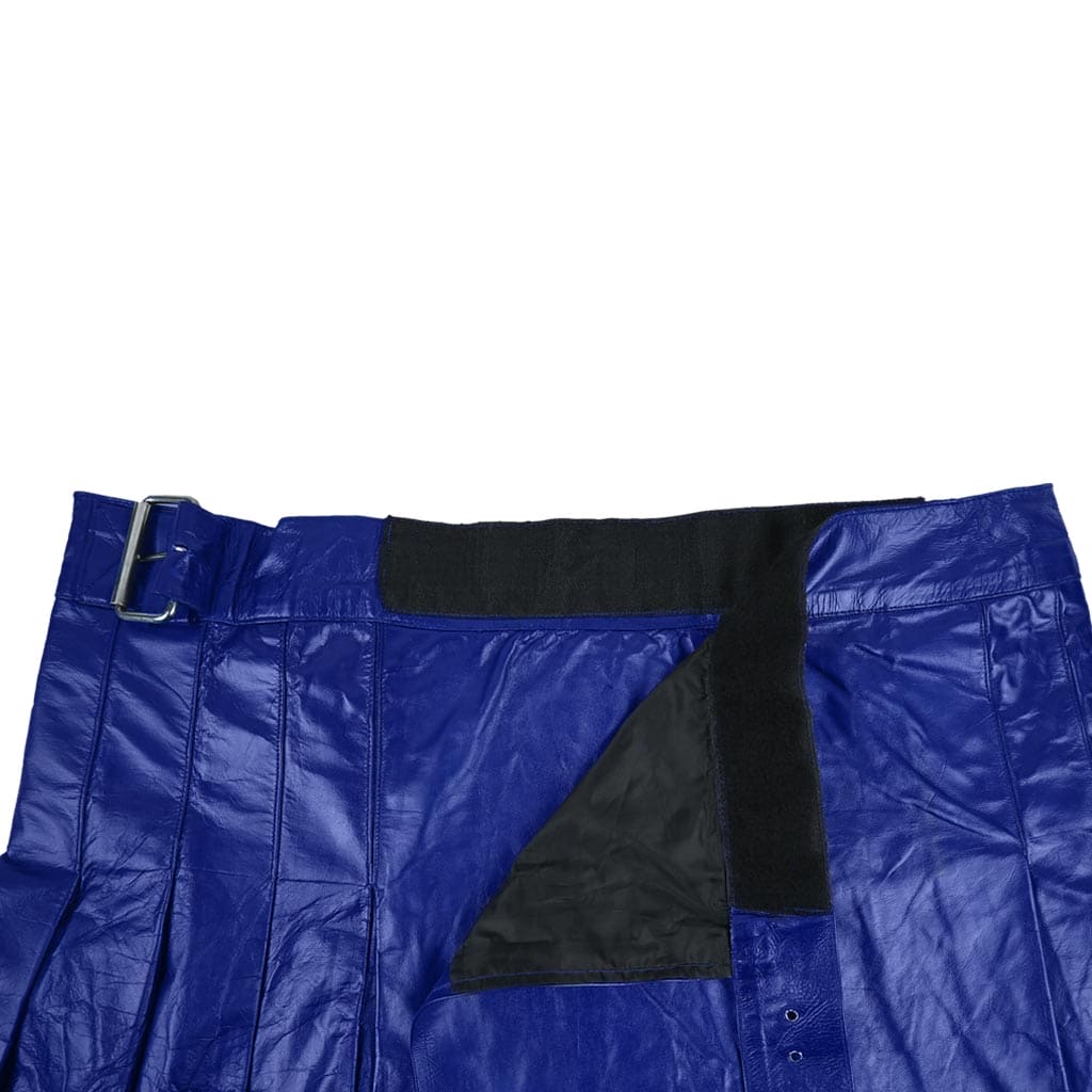 Customized leather kilt with strap closure