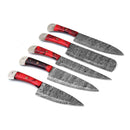 Damascus knife set  resin handles mosaic pin