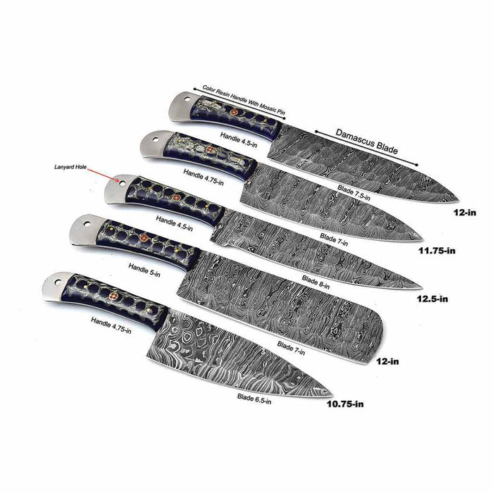 Damascus Kitchen Knives Resin Specifications