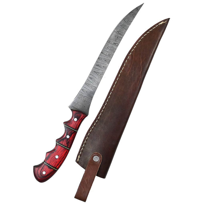 Damascus Fillet Knife and Sheath