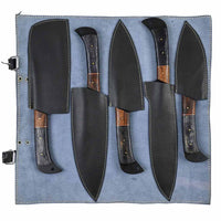 5 Piece Kitchen Knife Set with Leather Sheath