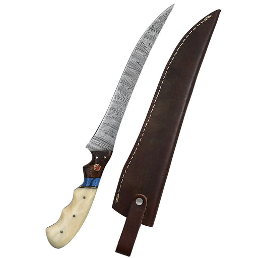 beautiful fillet knife with leather sheath