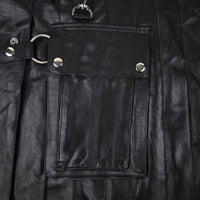 Black leather kilt with cargo pockets