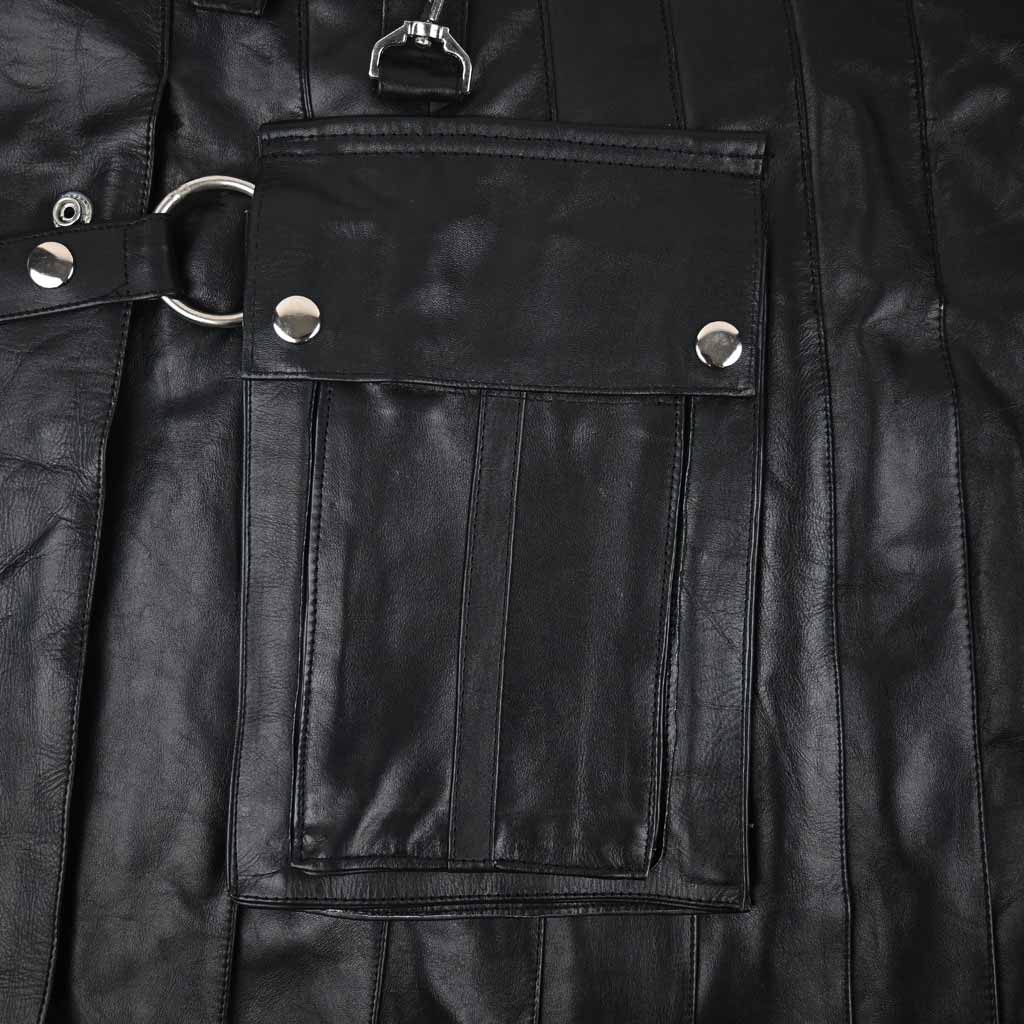 Black leather kilt with cargo pockets
