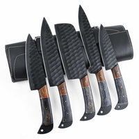 Black Powder Coated Knives Set with Sheath
