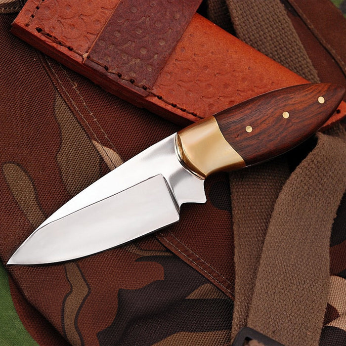 J2 Stainless Steel Skinner Knife with Rosewood and Brass Handle