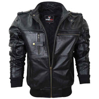 RIDERACT® Mens Leather Motorcycle Jacket | Black Motorbike Jacket