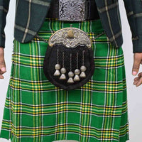 Traditional Highland sporran with leather back and black fur front