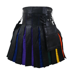 Customized Hybrid Leather Kilt Rainbow