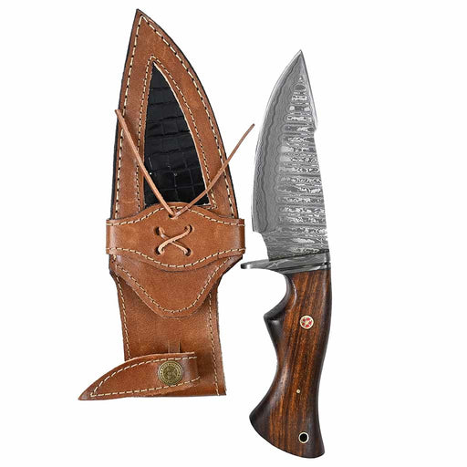 Bobcat knife with fancy leather sheath