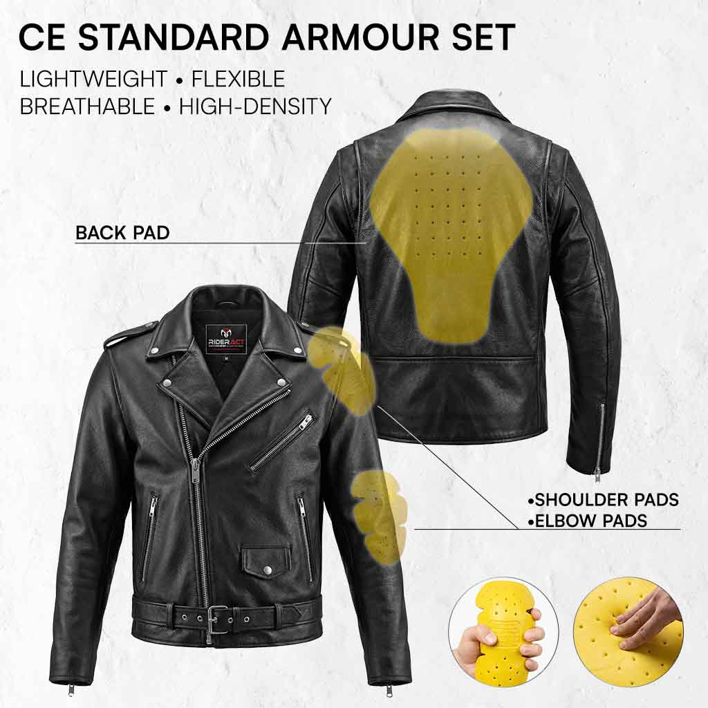 RIDERACT® Brando Motorcycle Jacket Native | Leather Biker jacket with CE Armour