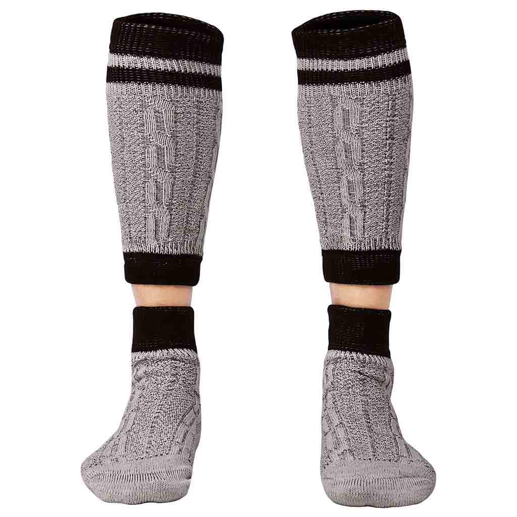 Authentic Bavarian Socks Two Piece Grey with Brown Stripes