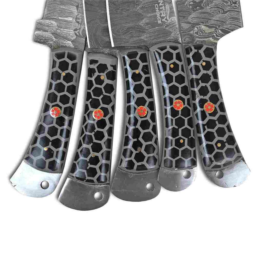 Kitchen knife set with honeycomb handles