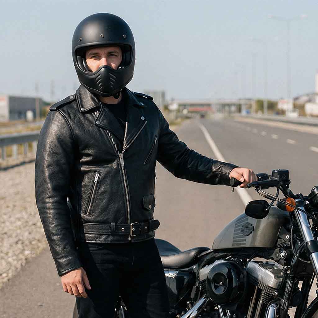 RIDERACT® Brando Motorcycle Jacket Native | Leather Biker jacket with CE Armour