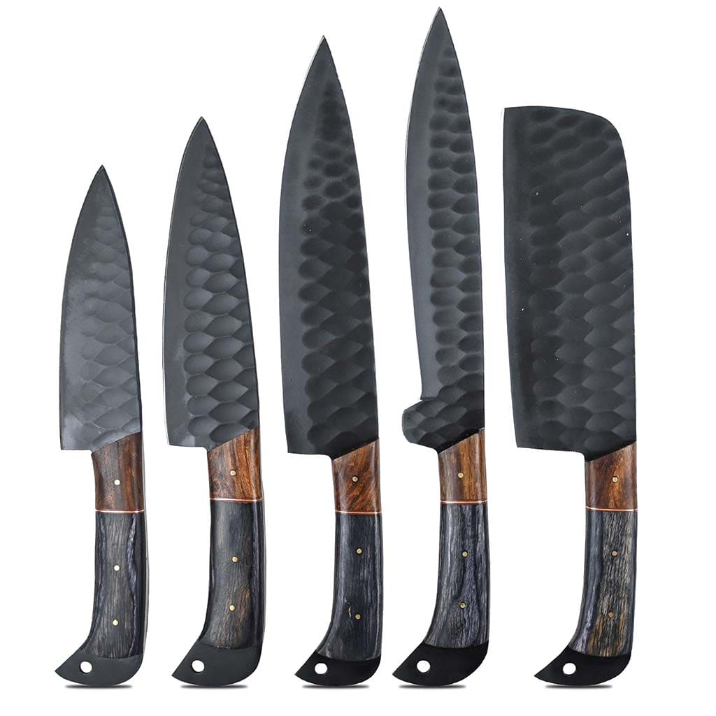 Carbon Steel Chef Knives Set of 5 with Wenge Wood Handles KST1603BLK