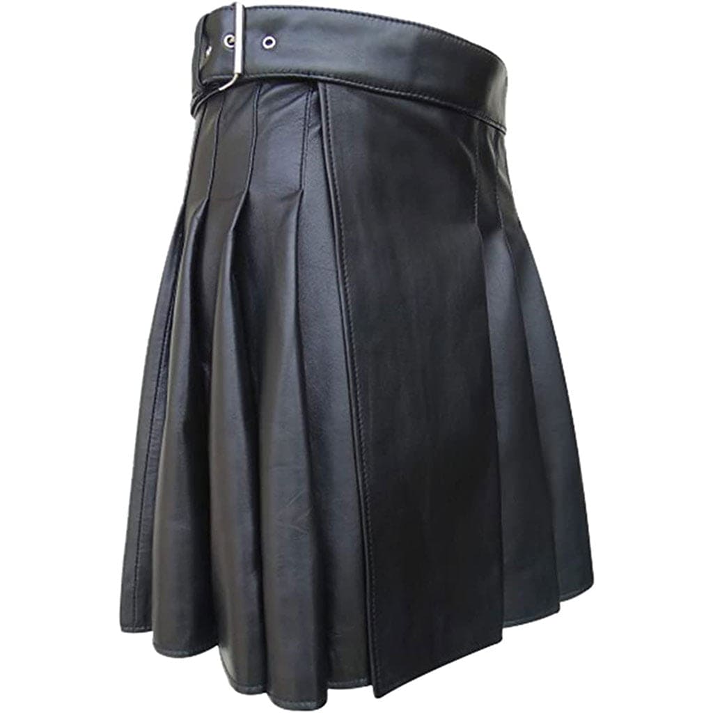 Classic Utility Leather Kilt Black Scottish Outfit