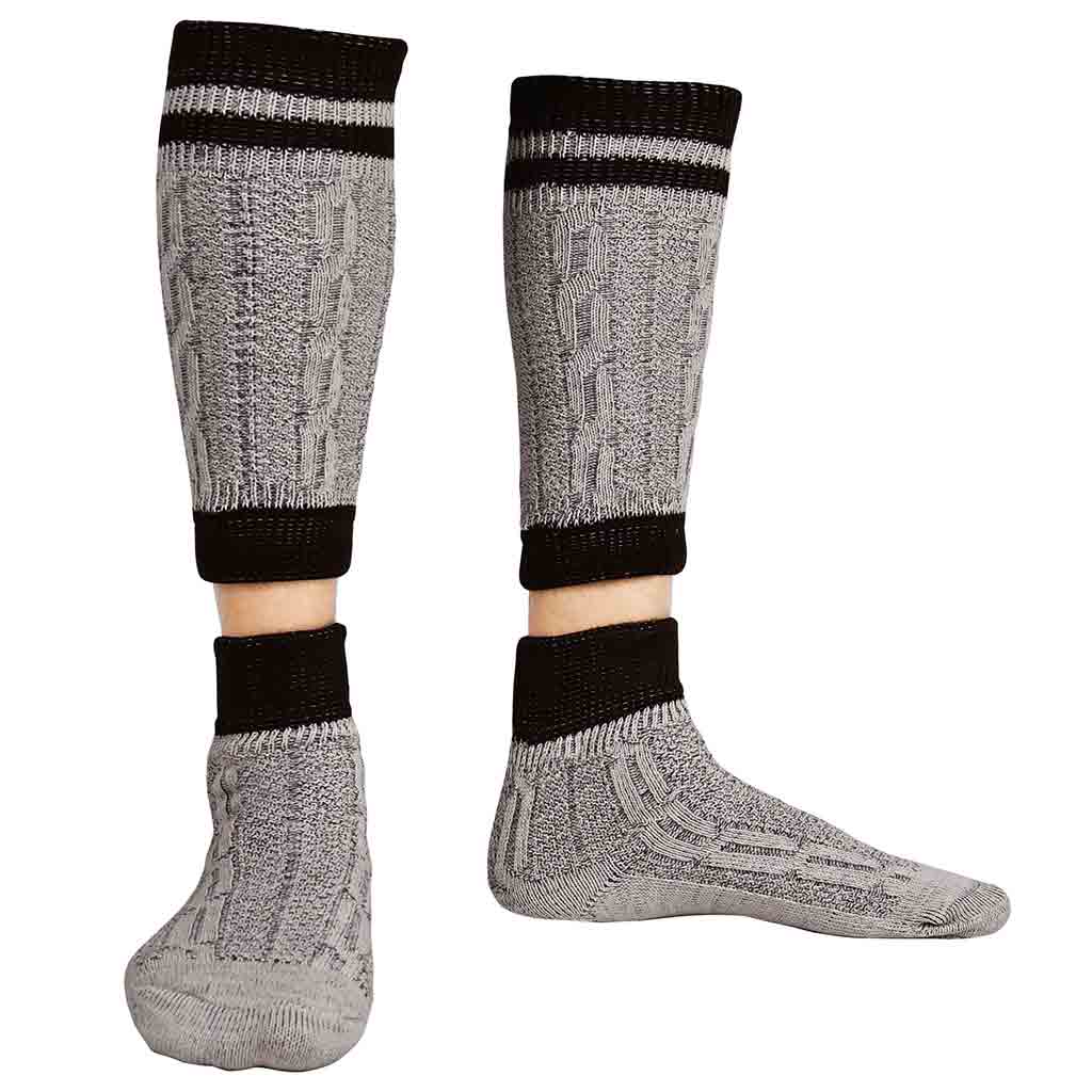 Authentic Mens Oktoberfest socks Two Piece Grey with Brown Stripes